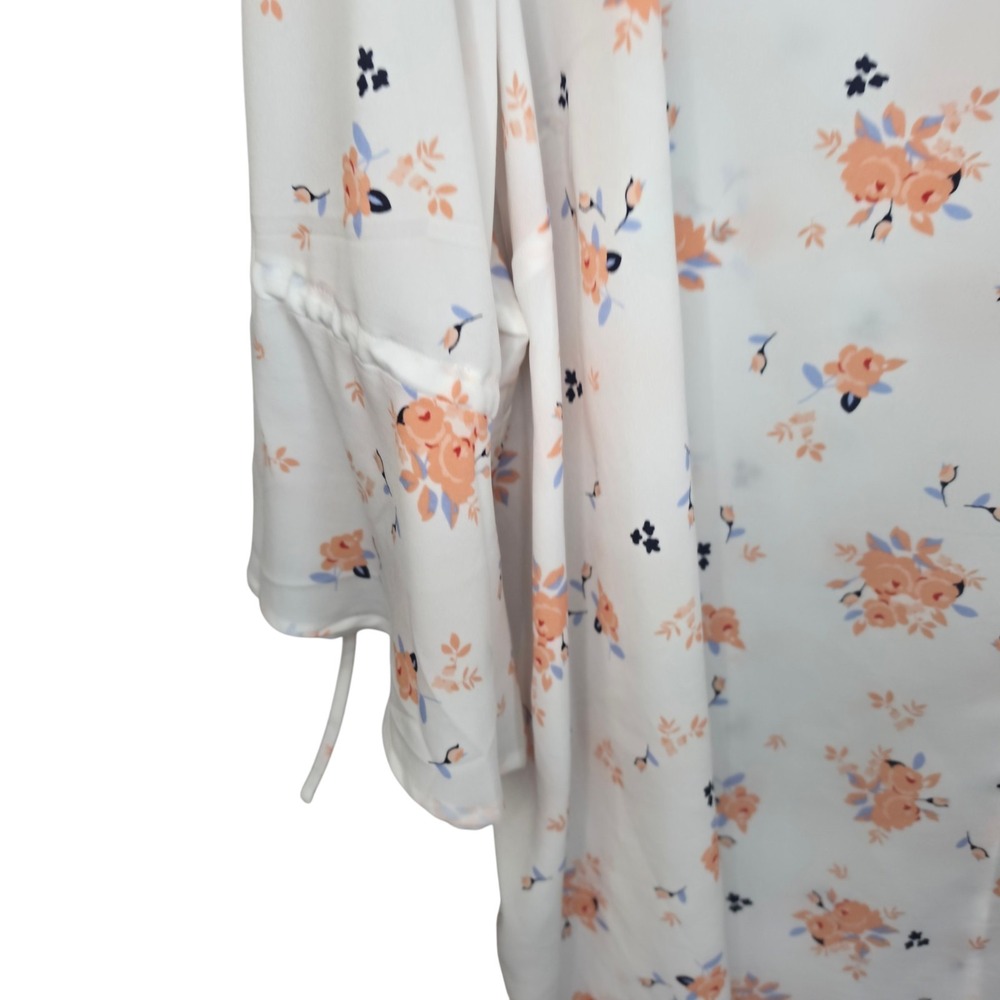 Lane Bryant Top Womens Plus 28 White Pink Floral Print Semi Sheer Blouse Casual - Picture 2 of 7